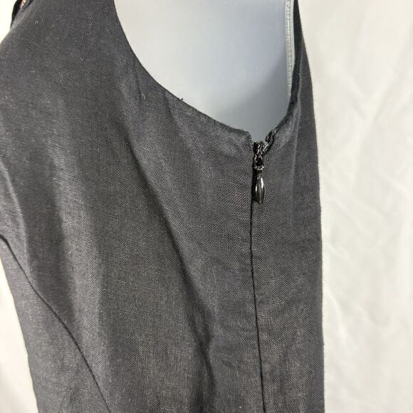 Carole Little Black Linen Dress Size 8 Boho Embroidered Sleeveless Midi Vintage - Picture 6 of 16